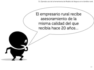 3.1. Ejemplo uso de la herramienta de Modelo de Negocio en el ámbito rural.




El empresario rural recibe
   asesoramiento de la
  misma calidad del que
  recibía hace 20 años…




                                                                        43	
  
 