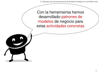 3.1. Ejemplo uso de la herramienta de Modelo de Negocio en el ámbito rural.




Con la herramienta hemos
 desarrollado patrones de
 modelos de negocio para
estas actividades concretas




                                                                         46	
  
 