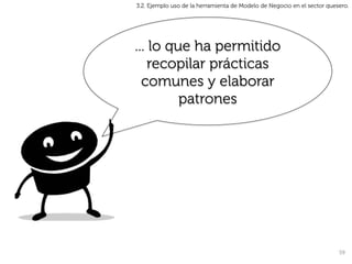 3.2. Ejemplo uso de la herramienta de Modelo de Negocio en el sector quesero.




... lo que ha permitido
    recopilar prácticas
  comunes y elaborar
         patrones




                                                                         59	
  
 