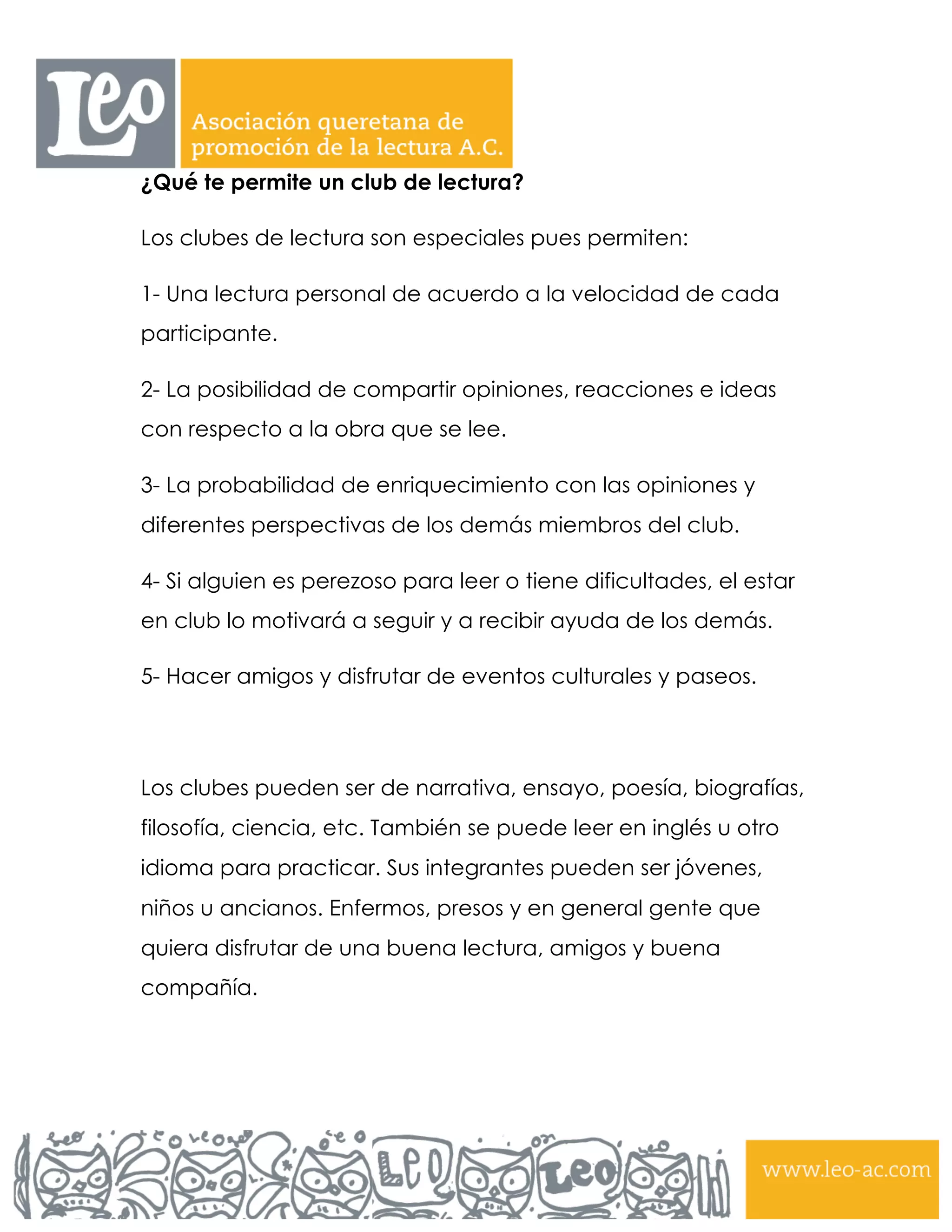 Qué es y cómo hacer un club de lectura | PDF