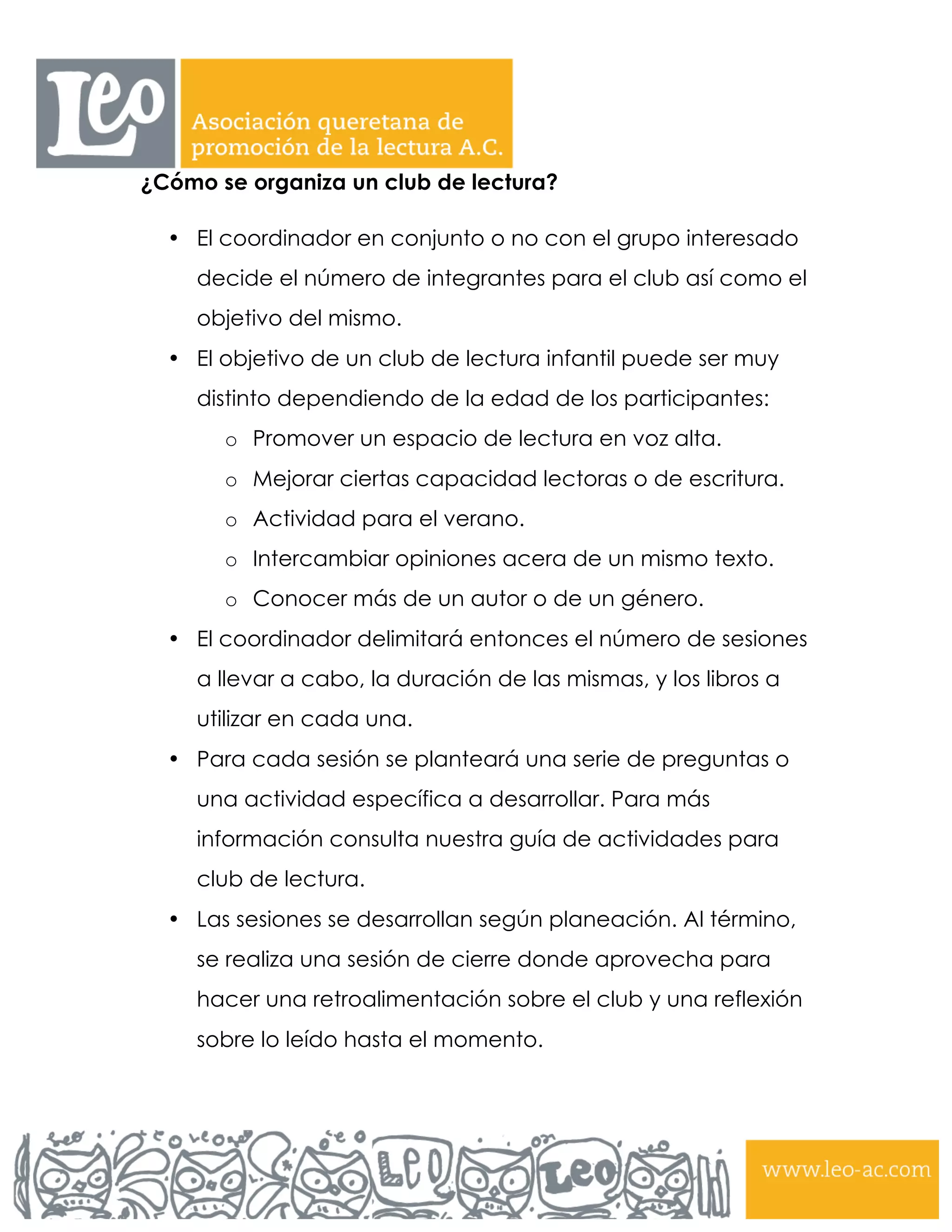 Qué es y cómo hacer un club de lectura | PDF