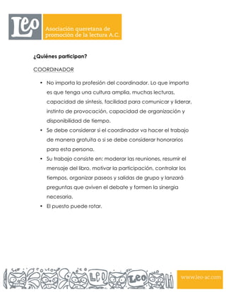 Qué es y cómo hacer un club de lectura | PDF