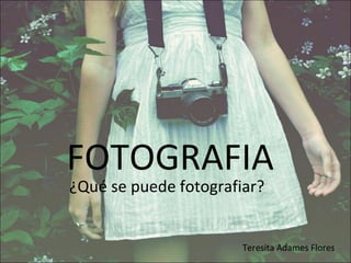FOTOGRAFIA ¿Qué se puede fotografiar? Teresita Adames Flores 