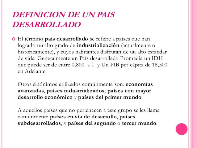 Que hace que un país sea desarrollado