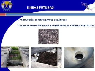 1. PRODUCCIÓN DE FERTILIZANTES ORGÁNICOS   2. EVALUACIÓN DE FERTILIZANTES ORGÁNICOS EN CULTIVOS HORTÍCOLAS LINEAS FUTURAS 
