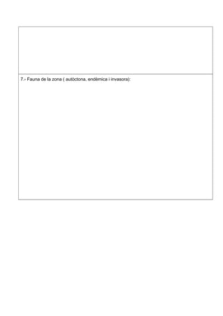 7.- Fauna de la zona ( autòctona, endèmica i invasora):
 