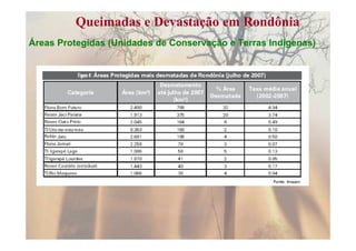 Queimadas e Devastação em Rondônia
Áreas Protegidas (Unidades de Conservação e Terras Indígenas)
 