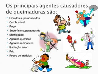  Líquidos superaquecidos
 Combustível
 Fogo
 Superfície superaquecida
 Eletricidade
 Agentes químicos
 Agentes radioativos
 Radiação solar
 Frio
 Fogos de artifícios.
 