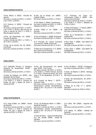 ZONA NOROESTE/OESTE


   Pza. Mayor, 2. 28223 - Pozuelo de          Crta. de la Granja, s/n. 28400 -            C/    Fran...