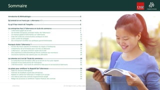 Introduction & Méthodologie 3
Qu’entend-on en France par « alternance » ? 4
Ce qu’il faut retenir de l’enquête 5
Les entreprises face à l’alternance en école de commerce 7
• L’alternance gagne du terrain 8
• Les Grandes Entreprises principal moteur de l’alternance 9
• Un manque global d’information sur l’alternance 10
• Créer des outils de communication pratiques et clairs 11
• Lutter contre les préjugés 12
• Des entreprises sensibles aux politiques gouvernementales 13
Pourquoi choisir l’alternance ? 14
• Former des futurs salariés et minimiser les risques à l’embauche 15
• L’importance de la formation pour recruter un alternant 16
• L’alternance : une porte d’entrée royale vers le CDI 17
• Une expérience professionnelle qui donne confiance aux recruteurs 18
• Une bonne évolution des salaires pour les alternants 19
Les attentes vis-à-vis de l’école de commerce 20
• La recherche d’une formation utile sur le terrain et d’un suivi régulier 21
• Le besoin d’une école proche de l’entreprise 22
• L’EM Normandie : 1ère école de commerce citée pour le recrutement d’alternants 23
Les pistes pour améliorer le dispositif de l’alternance 24
• Aider les réseaux d’entreprises 25
• Valoriser les étudiants auprès des entreprises 26
• Adapter le rythme de l’alternant à l’emploi qu’il occupe 27
• Une mise en place des contrats moyennement simple 28
• Alléger les processus et améliorer l’aspect financier des contrats 29
Sommaire
215/02/2016 © 2014 Agence Noir sur Blanc www.noirsurblanc.com
 