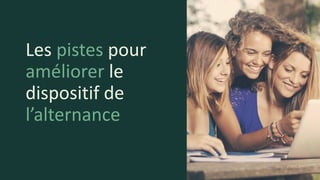 Les pistes pour
améliorer le
dispositif de
l’alternance
24
 