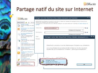 Partage natif du site sur Internet
 