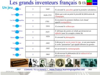 Un jeu




               Quelques grandes inventions-Maria
  09-04-2013
                           Campos
 
