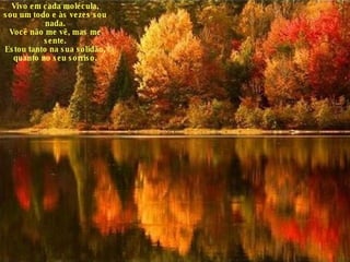 Vivo em cada molécula, sou um todo e às vezes sou nada. Você não me vê,   mas me sente. Estou tanto na sua solidão, quanto no seu sorriso. 