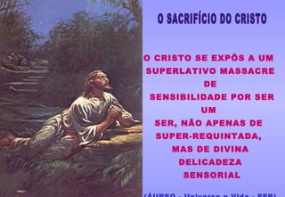 O CRISTO SE EXPÔS A UM
SUPERLATIVO MASSACRE
DE
SENSIBILIDADE POR SER
UM
SER, NÃO APENAS DE
SUPER-REQUINTADA,
MAS DE DIVINA
DELICADEZA
SENSORIAL
 