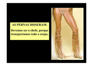 AS PERNAS DISSERAM:
Devemos ser o chefe, porque
transportamos todo o corpo.
 
