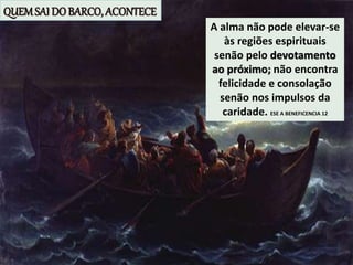 QUEMSAI DO BARCO, ACONTECE
A alma não pode elevar-se
às regiões espirituais
senão pelo devotamento
ao próximo; não encontra
felicidade e consolação
senão nos impulsos da
caridade. ESE A BENEFICENCIA 12
 