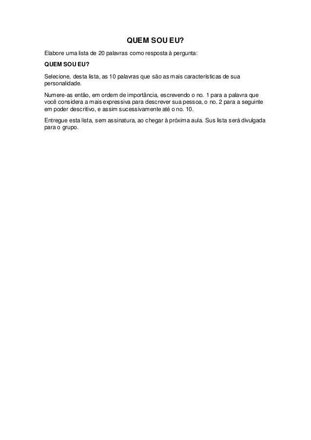 Trending Carta De Apresentação Quem Sou Eu PNG  Carta