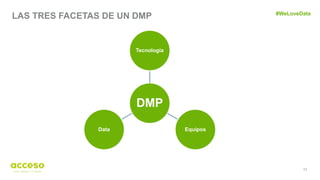 17
LAS TRES FACETAS DE UN DMP
DMP
Tecnología
EquiposData
#WeLoveData
 