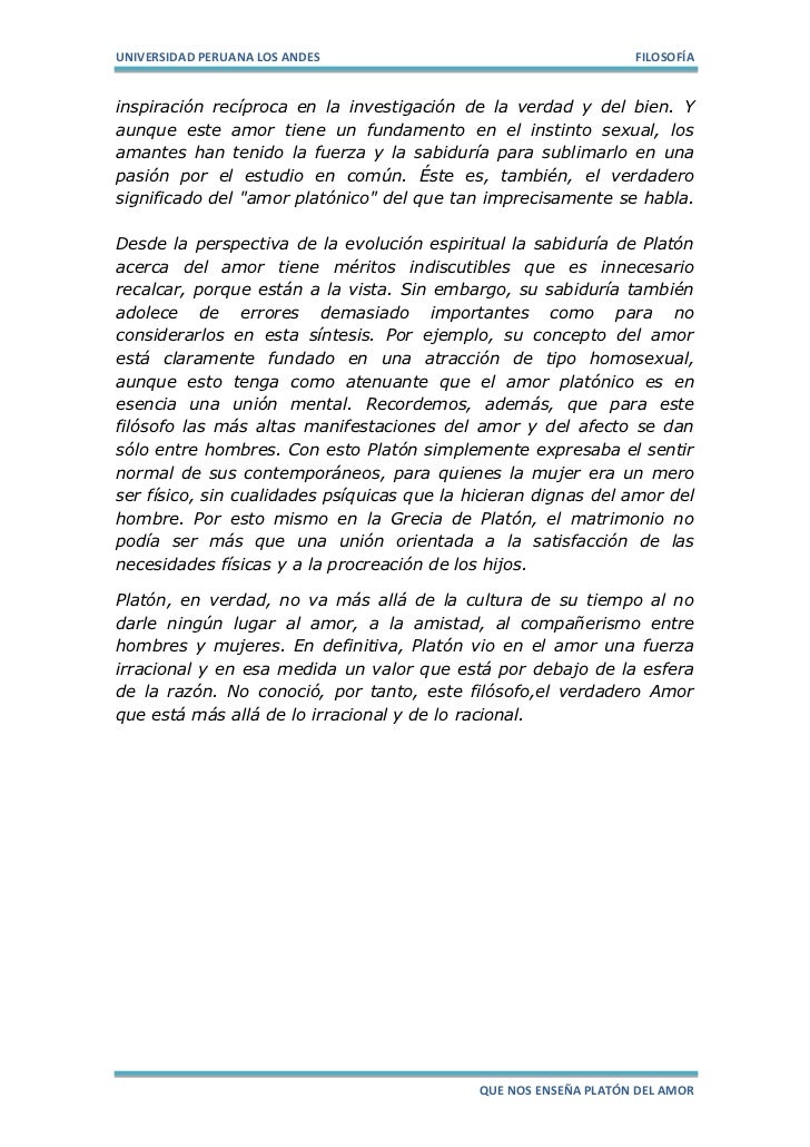 Que nos enseña platon del amor