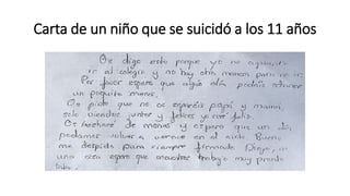 Carta de un niño que se suicidó a los 11 años
 