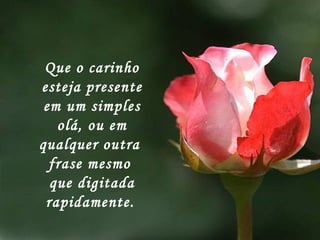 Que o carinho esteja presente em um simples olá, ou em qualquer outra  frase mesmo  que digitada rapidamente.   