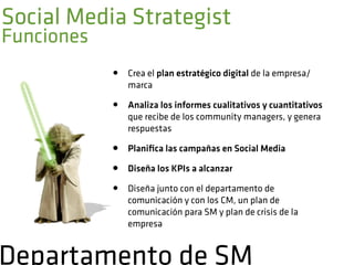Social Media Strategist
Capacidades
    •   Amplios conocimientos de branding

    •   Destreza en la coordinación de equi...