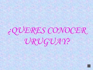 ¿QUERES CONOCER
   URUGUAY?
 