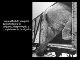 Hoje é difícil de imaginar  que um dia eu fui  pequeno, desprotegido e completamente de alguém. 