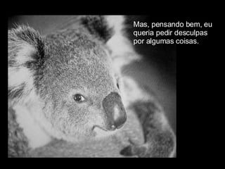 Mas, pensando bem, eu  queria pedir desculpas  por algumas coisas. 