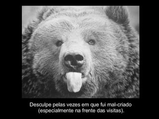 Desculpe pelas vezes em que fui mal-criado (especialmente na frente das visitas). 