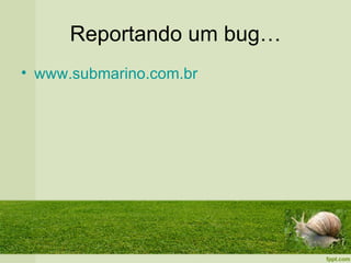 Reportando um bug…
• www.submarino.com.br
 