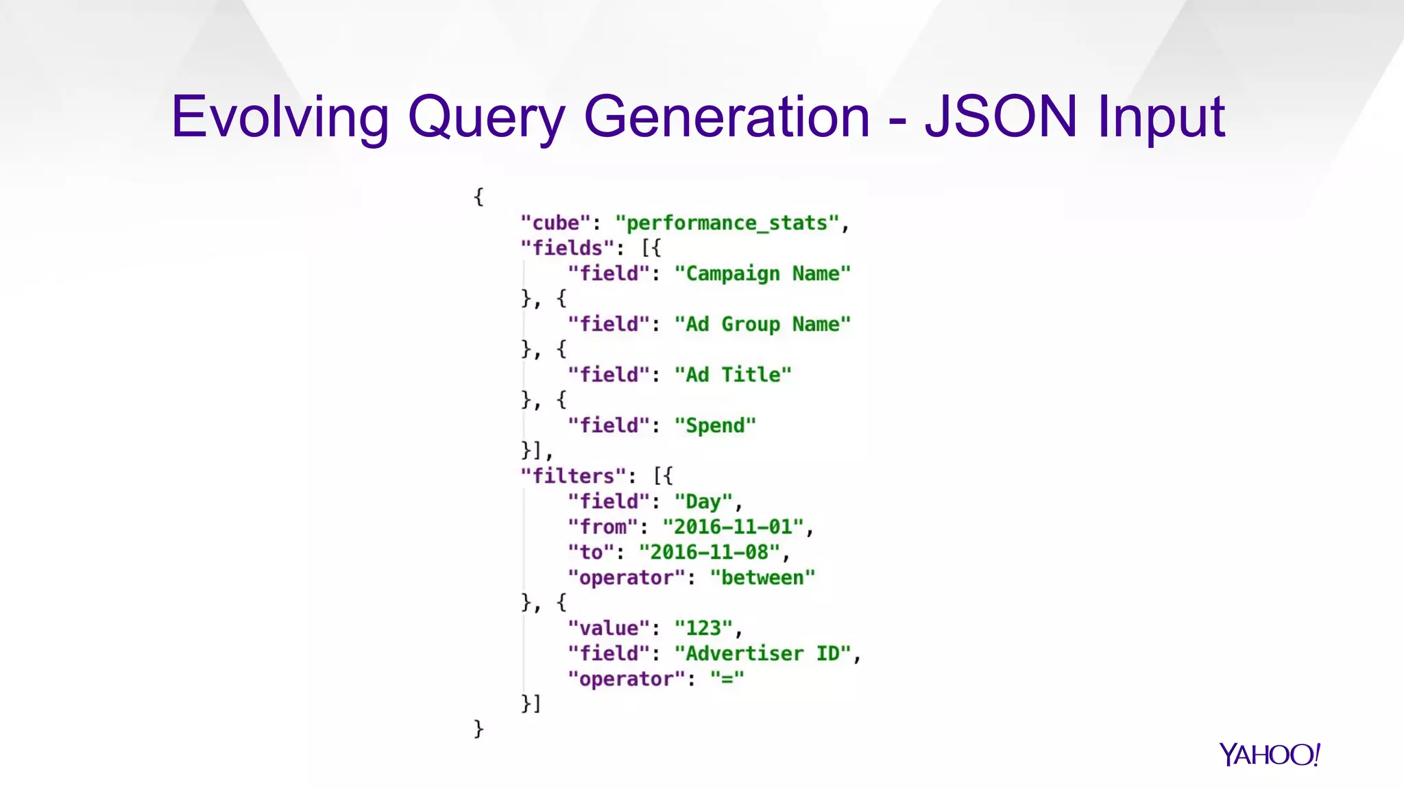 Evolving Query Generation - JSON Input
 