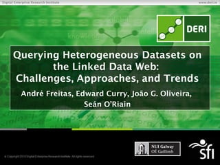 Digital Enterprise Research Institute                                          www.deri.ie




          Querying Heterogeneous Datasets on
                 the Linked Data Web:
          Challenges, Approaches, and Trends
                 André Freitas, Edward Curry, João G. Oliveira,
                                  Seán O’Riain




© Copyright 2009 Digital Enterprise Research Institute. All rights reserved.
 