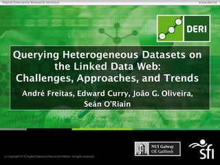 Digital Enterprise Research Institute                                          www.deri.ie




          Querying Heterogeneous Datasets on
                 the Linked Data Web:
          Challenges, Approaches, and Trends
                  André Freitas, Edward Curry, João G. Oliveira,
                                   Seán O’Riain




 Copyright 2009 Digital Enterprise Research Institute. All rights reserved.
 
