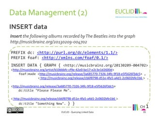 UPDATING LINKED DATA WITH
SPARQL 1.1
EUCLID - Querying Linked Data 39
 