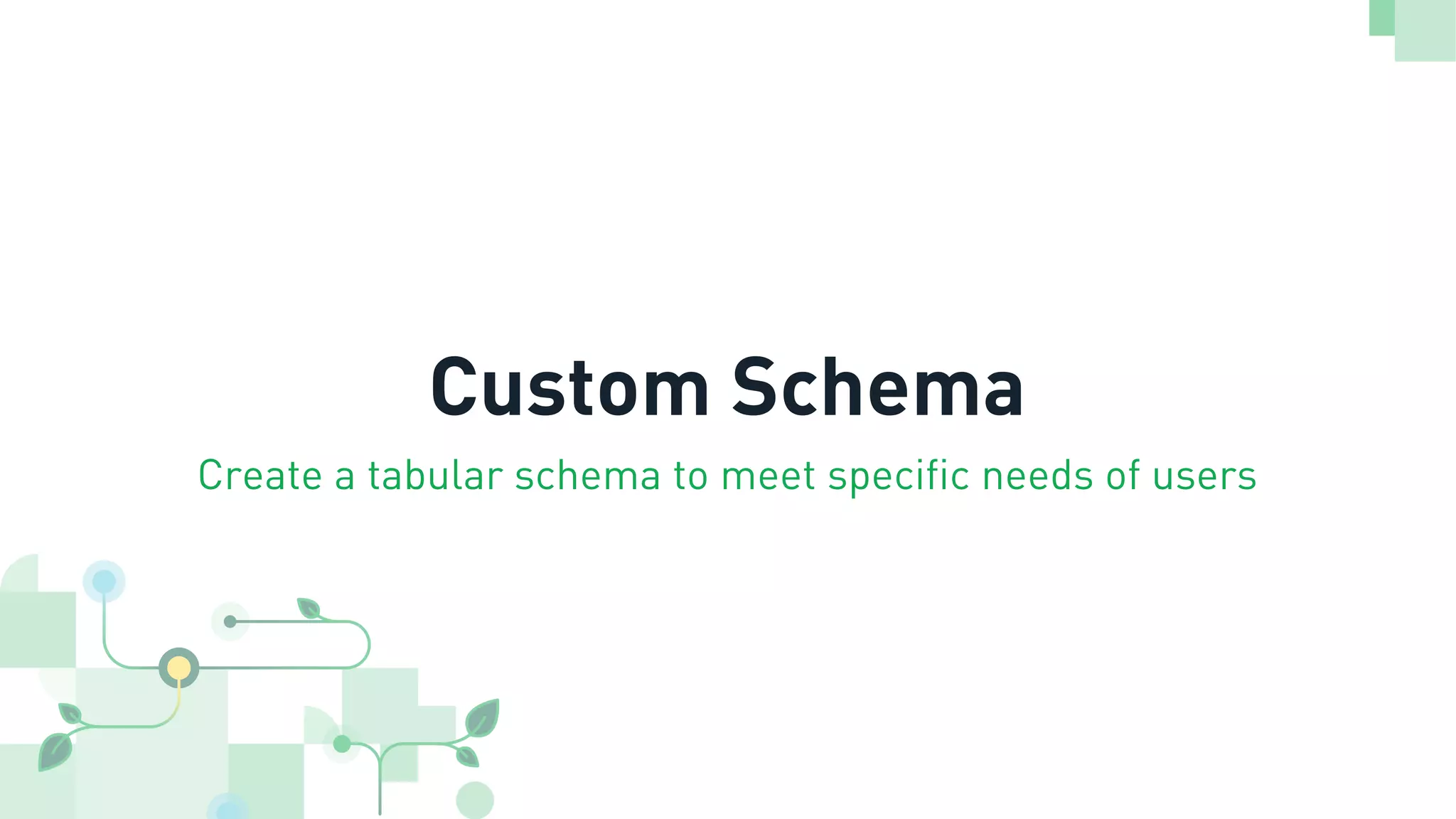 Custom Schema Create a tabular schema to meet specific needs of users 