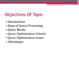 Query optimization | PPT