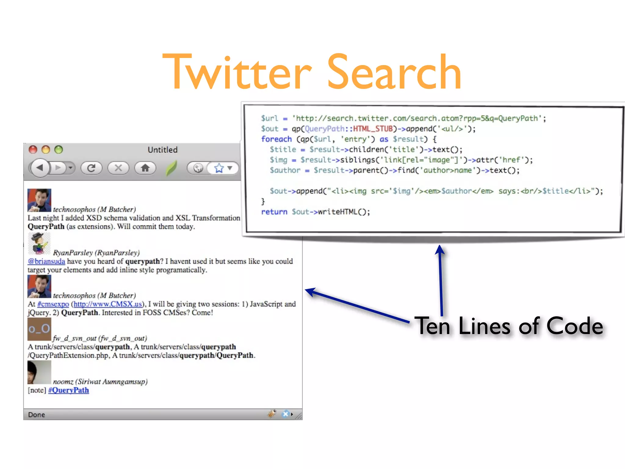 Twitter Search



           Ten Lines of Code
 