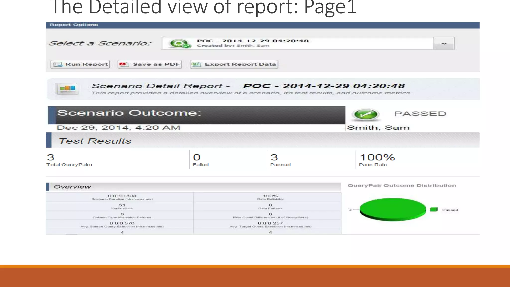 The Detailed view of report: Page1
 
