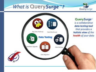 Business Intelligence (BI) software
CxOs are using Business Intelligence & Analytics to make critical business decisions
– with the assumption that the underlying data is fine.
“The average organization loses
$8.2 million annually through
poor Data Quality.”
- Gartner
ETL
Data Architecture
The Executive Office and Critical Data
potential problem
areas
 