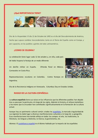 Que se celebra el dia 12 de octubre | DOCX