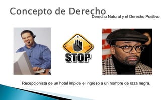 Derecho Natural y el Derecho Positivo Recepcionista de un hotel impide el ingreso a un hombre de raza negra. 