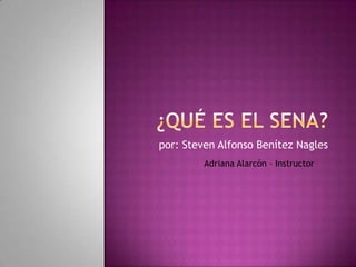 ¿Qué es el Sena? por: Steven Alfonso Benítez Nagles Adriana Alarcón – Instructor  