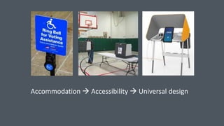 Accommodation  Accessibility  Universal design
 