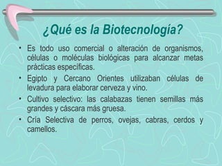 ¿Qué es la Biotecnología? ,[object Object],[object Object],[object Object],[object Object]