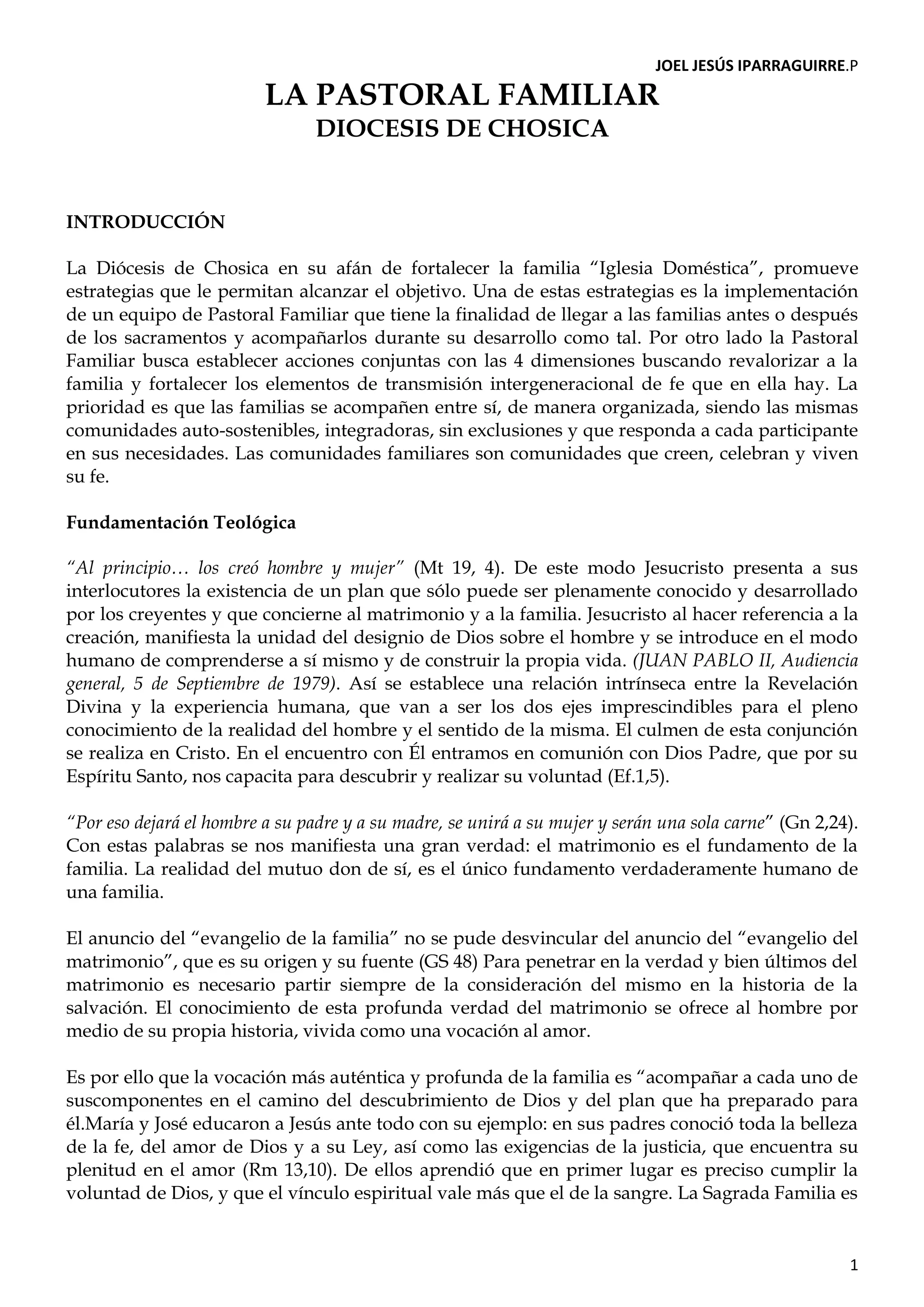 Qué es la pastoral familia 24 de abril | PDF