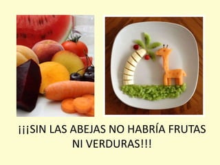 ¡¡¡SIN LAS ABEJAS NO HABRÍA FRUTAS
NI VERDURAS!!!
 