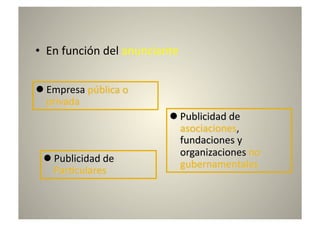 •  En	
  función	
  del	
  anunciante	
  
 