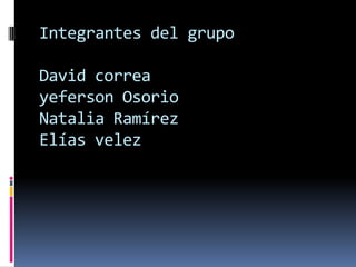 Integrantes del grupoDavid correayeferson OsorioNatalia RamírezElías velez 